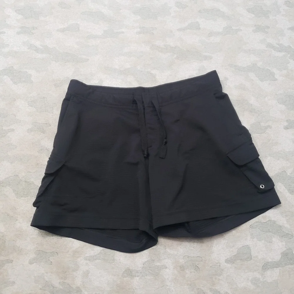 VTG Nike Sphere Shorts Womens Medium Black Y2k Cargo Silver Tag Drawstring